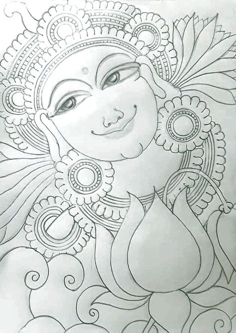 I am sharing my learning process - Indian Heritage Mural Painting Sketches, Mural Krishna Paintings, Mural Art Sketch, Kerala Mural Drawings, Mural Painting Ideas Kerala, Mural Art Design Paintings, Kerala Mural Painting Sketch, Kerala Mural Art Krishna, Indian Heritage Drawing