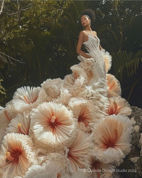 Golden Globes Red Carpet, Conceptual Fashion, Fantasy Dresses, Fantasy Gowns, Fairytale Dress, Fantasy Dress, Gala Dresses, Floral Fashion, Couture Gowns