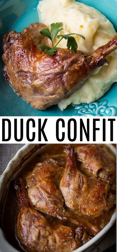 How To Make Duck Confit, Duck Confit Recipe French, Goose Recipes Wild Crockpot, French Duck Recipes, Best Duck Recipes, Duck Dinner Recipes, Duck Breast Recipes Fine Dining, Duck Meals, Whole Duck Recipes