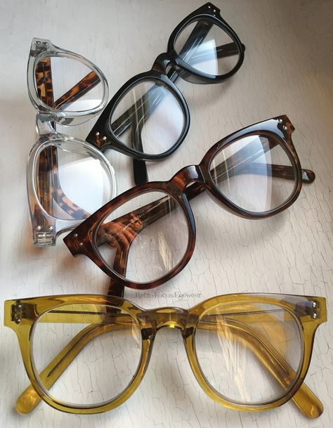 Fun and chunky eyeglass frames. A large hornrim unisex eyeglass frame that'll make ya smile. We,ve got'm as reading glasses too!  Available in crystal, crystal yellow, tortoise and black. https://www.retrofocuseyewear.com/products/hipster/chunky-fun-readers Tortoise Glasses Frames, Chunky Eye Glasses, Tortishell Glasses Women, Chunky Glasses Aesthetic, Fun Glasses Frames, Chunky Glasses Frames, Reading Glasses Aesthetic, Aesthetic Eyeglasses, Eye Glasses Aesthetic