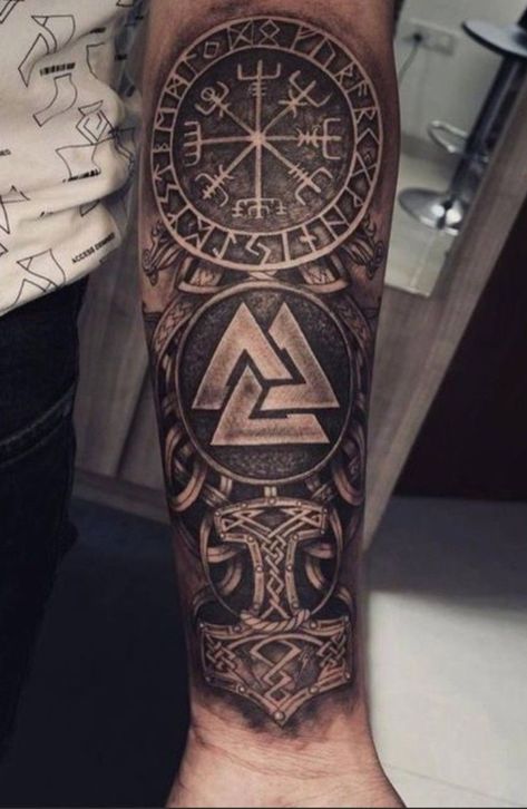 Viking Arm Sleeve Tattoo, Viking Compass Tattoo Men, Nordic Tattoo Men, Viking Arm Tattoo, Viking Sleeve Tattoo, Tattoo Odin, Vegvisir Tattoo, Viking Compass Tattoo, Traditional Viking Tattoos