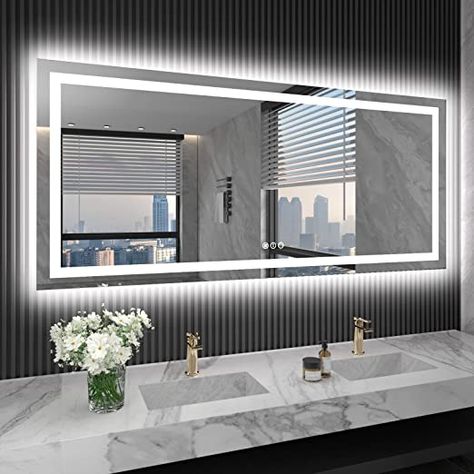 Bathroom Mirror With Lights, Diy Kitchen Projects, Mirror For Wall, Led Bathroom Mirror, Bathroom Mirror Lights, Dream Kitchens Design, Lighted Vanity Mirror, Led Bathroom, Led Mirror Bathroom