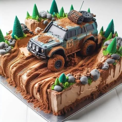 Jeep Cake, Truck Birthday Cakes, Truck Theme Birthday, 1st Bday Cake, Camel Trophy, 6th Birthday Cakes, 47th Birthday, Truck Cakes, Ideas Fiesta