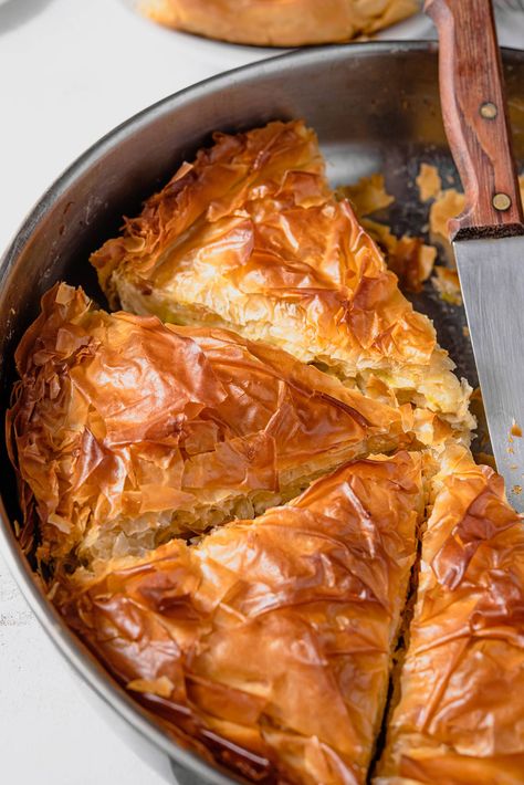 Gibanica Recipe, Philo Pastry, Filo Pastry Recipes, Chicken And Leek Pie, Phyllo Recipes, Pastry Dishes, Leek Pie, Filo Pastry, Savory Pastry