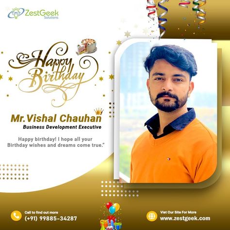 Happy Birthday, Vishal Chauhan! May this day bring success and prosperity in your life. Have a super day and a prosperous year to come. Best wishes from the entire zestgeek family! #Happybirthday #Birthdaywishes #Birthdaycelebration #Zestgeek Happy Birthday Creative Ads, Birthday Creative Ads, Happy Birthday Vishal, Birthday Social Media Post, Happy Birthday Post, Have A Super Day, Birthday Wishes For Love, Logo Design Mockup, Krishna Flute