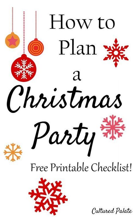 Planning a Christmas Party is easier than you think! Find out how and use the FREE printable checklist!  https://myculturedpalate.com/how-to-have-a-christmas-party/ Christmas Party Planning Checklist, Christmas Party Checklist, Christmas Party Planner, Christmas Party Ideas For Teens, Christmas Party Planning, Merry Christmas Font, Party Planning Guide, Christmas Fonts Free, Party Planning Checklist