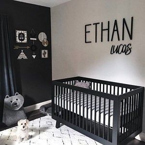 Room Ideas Color, Baby Boy Nursery Room Ideas, Modern Baby Boy Nursery, Nursery Room Ideas, Black Crib, Baby Nursery Inspiration, Baby Room Themes, Baby Boy Room Decor, Nursery Room Design