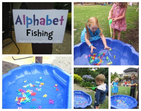 Learn with Play at home: Alphabet Party Chicka Chicka Boom Boom Birthday, Alphabet Birthday Parties, Abc Birthday Parties, Alphabet Party, Alphabet Birthday, Abc Party, Alphabet Kindergarten, Elmo Party, Fishing Birthday