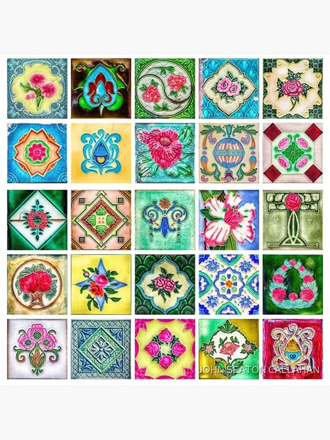 "Peranakan Tiles 25x-1" Art Print for Sale by JOHN SEATON CALLAHAN Nanyang Kopitiam, Nyonya Tiles, Peranakan Pattern, Asian Core, Peranakan Tiles, Hall Flooring, Kiosk Design, Floral Tiles, Asian Design