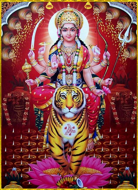 DURGA DEVI ॐ Navratri Puja, Maa Durga Photo, Durga Mata, Durga Devi, Aadi Shakti, Kashmir India, Sanatana Dharma, Shakti Goddess, Durga Images