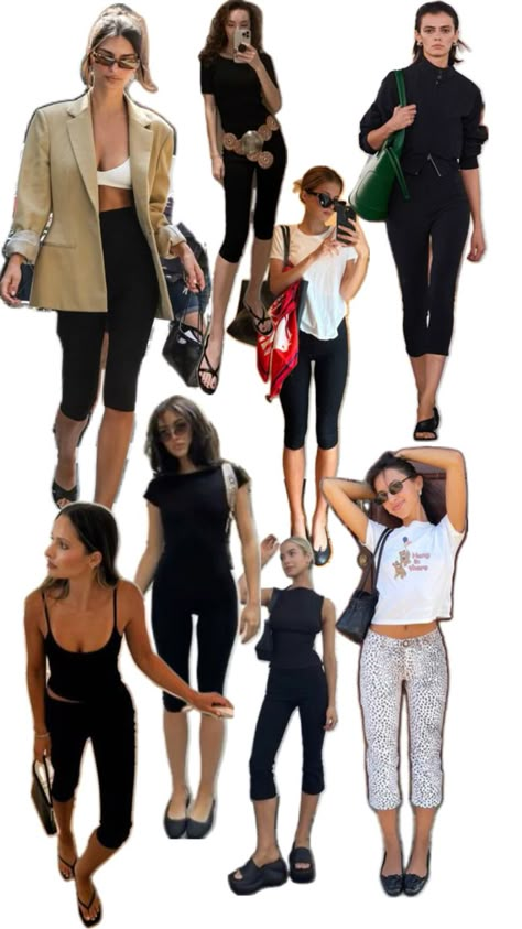 Capris, spring 24 styles, 2024 trend Black Capri Outfits, Capri Outfits, Outfits New York, European Summer Outfits, Stylish Women Fashion, Girly Fashion, Simple Outfits, Daily Outfits, Daily Fashion