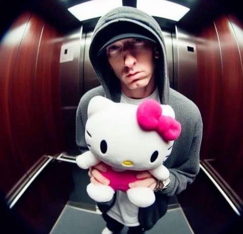 Eminem Wallpapers Funny, Eminem Playlist Cover, Eminem And Hello Kitty, Cute Eminem Pics, Hello Kitty Icon Aesthetic, Icons Pfps Y2k, Eminem Hello Kitty, Eminem Widget, Eminem Y2k