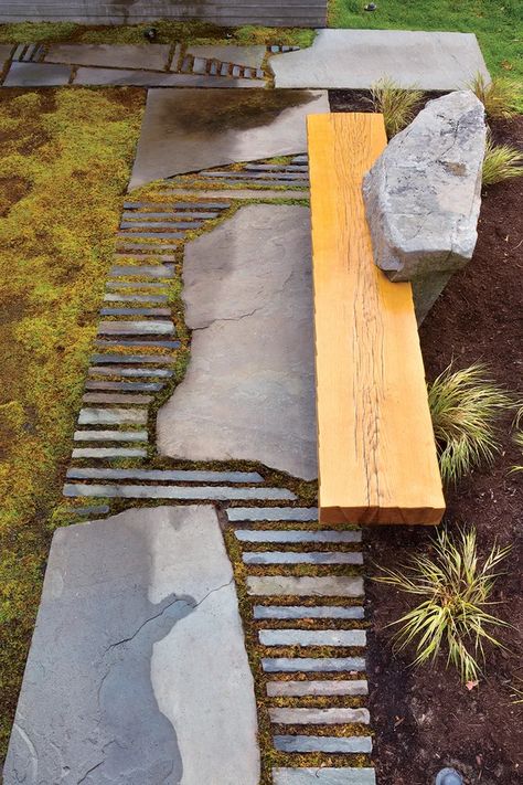 5 Great Landscape Designers and Photos of Their Most Spectacular Gardens | GQ 50s Landscape Design, River Stone Garden Ideas, Creative Landscape Design, Japanese Inspired Landscaping, Japanese Garden Bench, Island Landscape Design, Modern Japanese Garden Landscapes, Garden Bench Design, Modern Japanese Garden