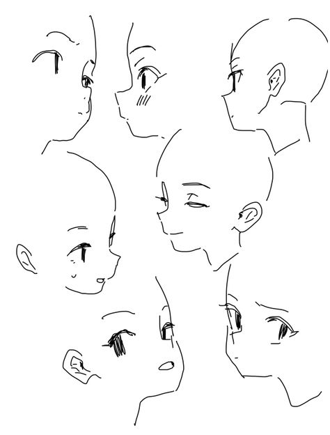 Peeking Drawing Reference, Heads To Draw, Person Looking Down Reference Drawing, Face Ref Drawing, How To Draw The Head, 0.5 Drawing, How I Draw Heads, Base Refrences, Art Reference Anatomy