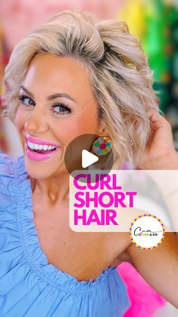 Cam Carson & Co | 💁🏼‍♀️Let’s CURL MY HAIR together! ➰➿  COMMENT ‘CURL’ and I’ll send you my fave hair curling products!   HAIR CURL... | Instagram How To Curl Short Layered Hair Tutorials, Short Curled Hair Wedding, Hair Styling Tutorials For Short Hair, How To Curl A Bob Haircut Hair Tutorials, Haïr Style Tutorial Short Hair, How To Style Short Frizzy Hair, How To Curl A Bob With A Curling Iron, How To Curl Layered Hair Tutorials, How To Curl Back Of Short Hair