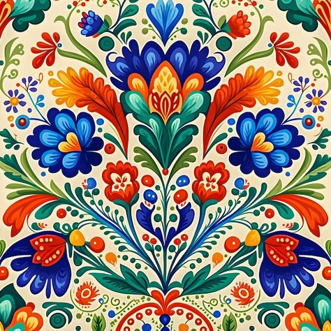 Photo polish folk in watercolor pattern ... | Premium Photo #Freepik #photo #folk #folk-pattern #traditional-pattern #folk-art Polish Folk Flowers, Polish Patterns Traditional, Polish Folk Art Traditional, Polish Art Traditional, Polish Folk Tattoo, Folkart Patterns, Polish Wallpaper, Journal Moodboard, Polish Pattern