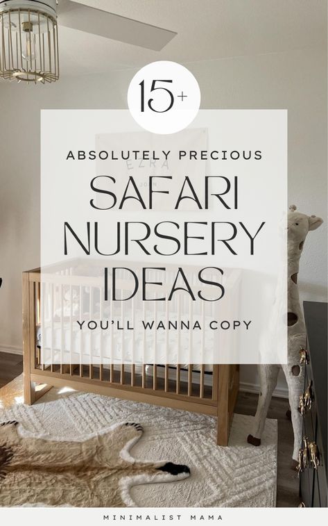 Searching for the best inspo for your baby boy nursery in 2025? These super adorable boy nurseries are just too good to miss - add them to your nursery ideas board today! Explore these wild jungle safari nursery decor ideas - a cute & popular nursery themes for boys - from totally modern baby boy nursery inspo to neutral boy nursery decor, this nursery room inspiration is going to leave you feeling inspired & ready to bring your baby room visiont o life! Animal Gender Neutral Nursery, Minimalist Safari Nursery, Nursery Ceiling Decor, Beige Safari Nursery, Simple Jungle Nursery, Animal Theme Nursery Boy, Neutral Safari Theme Nursery, Simple Safari Nursery, Animal-themed Nursery Ideas