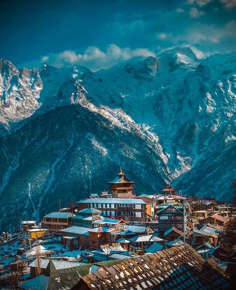 Located above the Reckong Peo in the Kinnaur district of Himachal Pradesh, Kalpa is nestled near the Sutlej River. #india #himachalpradesh #himalayas Kinnaur Kailash, Village Photos, Jw Marriott, Himachal Pradesh, Beautiful Villages, Tourist Places, Beautiful Places To Travel, Incredible India, India Travel