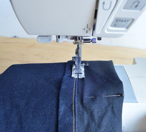 How To Hem Wide Leg Jeans, Hemming Jeans With Original Hem, Recycled Denim Projects, Hemming Jeans, Sewing Club, Original Hem, Sewing Jeans, Sewing Pants, Denim Projects