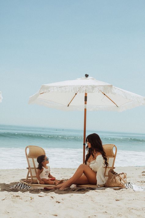 <i>Beach Day</i> Beach Setup, Mommy Daughter Photography, Jessi Malay, Mother Daughter Pictures, Monday Swimwear, Beach Chair Umbrella, Beach Gear, Dad Day, Summer Essential