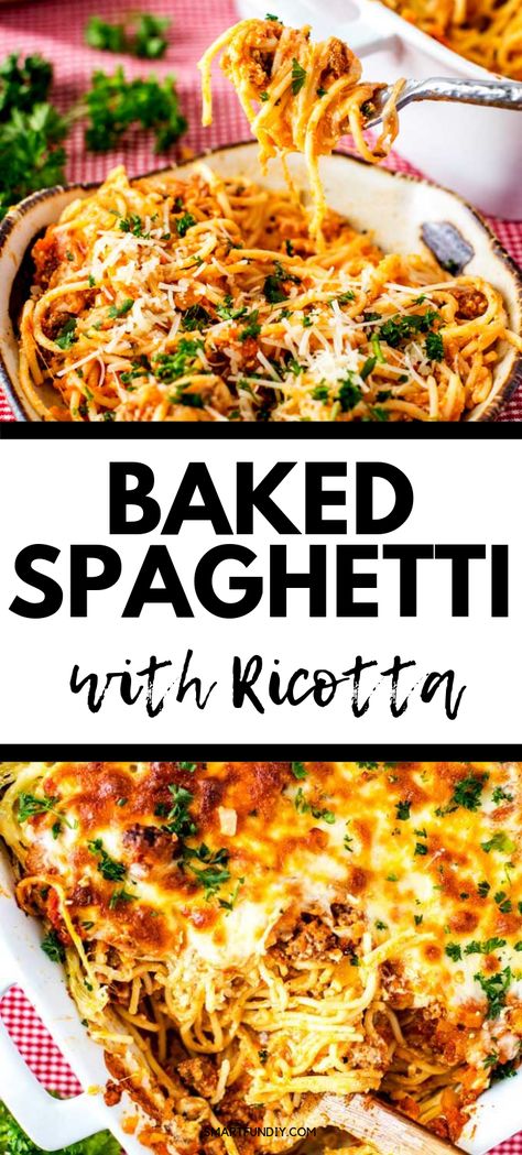 Baked Spaghetti With Ricotta, Spaghetti With Ricotta, Ricotta Spaghetti, Recipe With Ricotta, Easy Baked Spaghetti, Baked Spaghetti Recipe, Momma Mia, Gluten Free Meal Plan, Gf Food