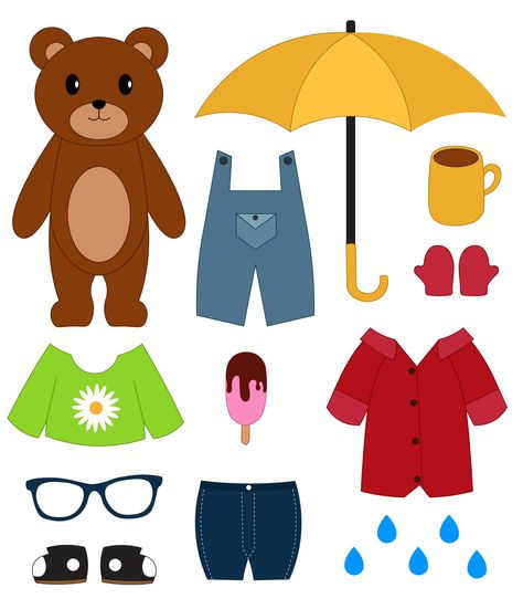 Weather Bear Bulletin Board Set Weather Bear Printable Free, Quiet Time Activities For Preschoolers, Bear Bulletin Board, Space Crafts Preschool, Preschool Weather Chart, Paper Bear, Clothes Study, Preschool Weather, Seasons And Weather