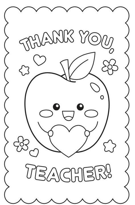 Thank You Teacher Printable Coloring Card Teacher Appreciation Art, Teacher Appreciation Crafts, Coloring Pages Activities, 1st Grade Crafts, Bee Family, Thank You Cards From Kids, Teacher Appreciation Gifts Diy, Teacher Appreciation Printables, Back To School Gifts For Teachers