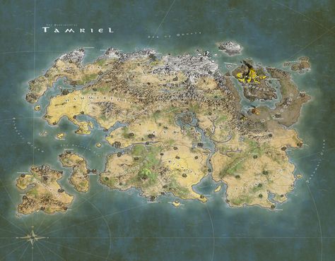 Elder Scrolls Map, Full World Map, Elder Scrolls Games, Rpg World, Elder Scrolls Skyrim, Fantasy World Map, World Map Poster, Rpg Map, The Elder Scrolls