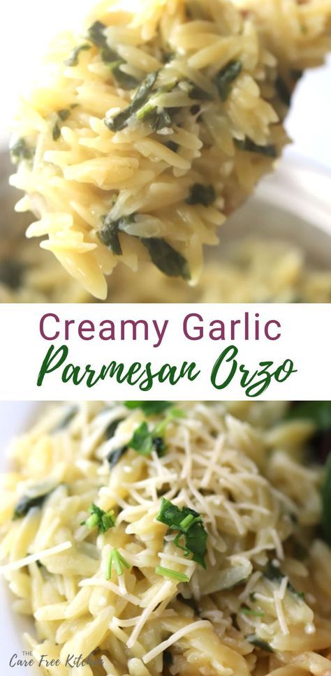 Orzo Parmesan, Parmesan Orzo Pasta, Garlic Parmesan Orzo, Orzo Recipes Side, Parmesan Orzo, Pasta Spinach, Bbq Side Dishes, Pasta Side Dishes, Orzo Recipes