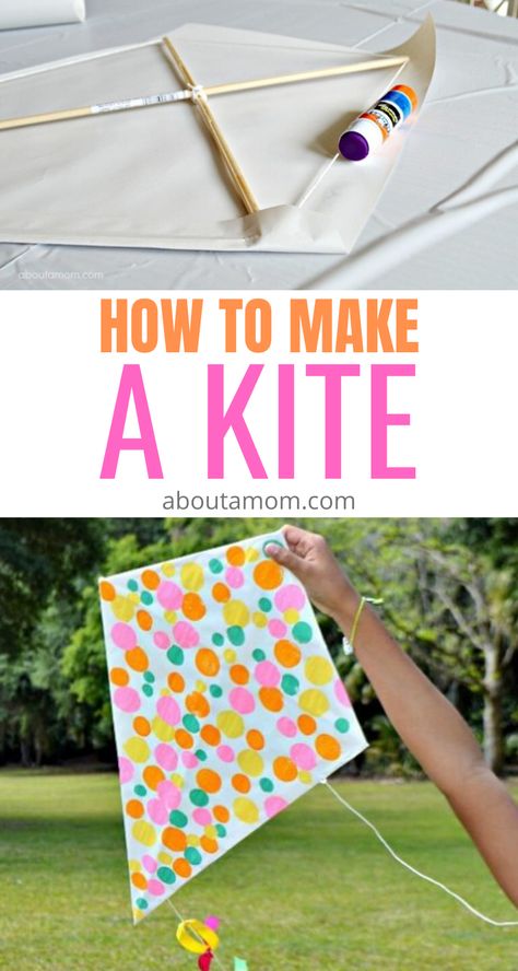 Kites Preschool, Homemade Kites, Make A Kite, Summer Daycare, Diy Kite, Kites Craft, Babysitting Activities, Kites For Kids, School Age Activities