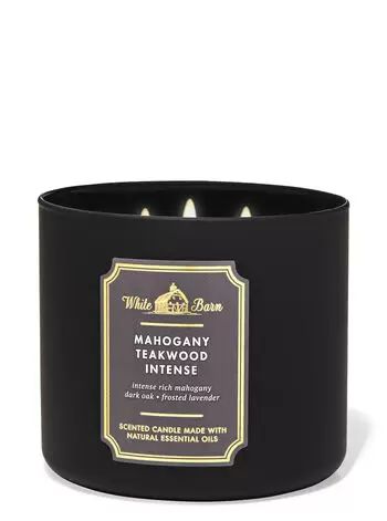 Mahogany Teakwood Intense 3-Wick Candle - White Barn | Bath & Body Works Mahogany Teakwood, Bath & Body Works, Candle Making Wax, Lavender Scented Candle, Fragrance Ingredients, Aromatherapy Gifts, Bath Candles, 3 Wick Candles, Fragrance Wax