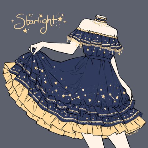 NYAHALLO 🐈‍⬛ (@nyahalloshop) • Instagram photos and videos Starlight Dress, Clothing Sketches, Art Outfits, Dress Design Drawing, Clothing Design Sketches, Drawing Anime Clothes, Dress Design Sketches, Dress Drawing, Anime Dress