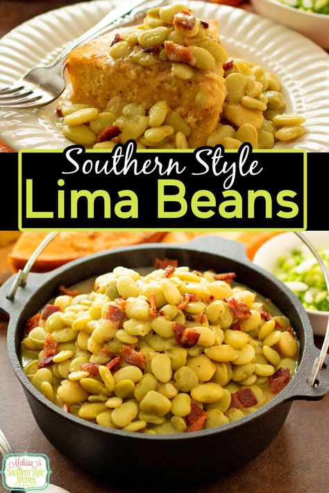 This easy Lima Beans Recipe will take you from weekday family meals to holiday gatherings #limabeans #butterbeans #howtomakelimabeans #thanksgivingsidedishes #beans #beanrecipes #babylimabeansrecipe #frozenlimabeans via @melissasssk Southern Style Lima Beans, Lima Beans Recipe Southern, Lima Beans Recipe, Cooking Lima Beans, Lima Bean Recipes, Butter Beans Recipe, Beans In Crockpot, Oven Roasted Turkey, Soul Food Dinner