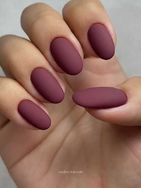 35+ Maroon and Burgundy Nails Designs | Sarah Scoop Matte Burgundy Nails Almond, Matte Burgundy Nails Design, Mauve Matte Nails, Mauve Nail Ideas, Mauve Nails Design, Matte Burgundy Nails, Maroon And Burgundy, Matte Maroon Nails, Maroon Acrylic Nails