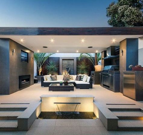 Top 70 Best Modern Patio Ideas - Contemporary Outdoor Designs Small House Design Architecture, Modern Outdoor Kitchen, Modern Small House Design, Outdoor Entertaining Area, Modern Patio, Outdoor Kitchen Design, Small House Design, Outdoor Rooms, Modern Outdoor