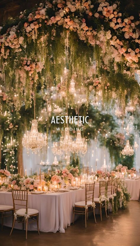 Fantasy Garden Wedding Theme, Fairy Garden Ideas Wedding, Fairy Wedding Venue Ideas, Wedding Venues Meadow, Greenhouse Reception Weddings, Wedding Venue Colors, Ethereal Aesthetic Wedding Decor, Flower Wedding Venues, Faerie Wedding Decor