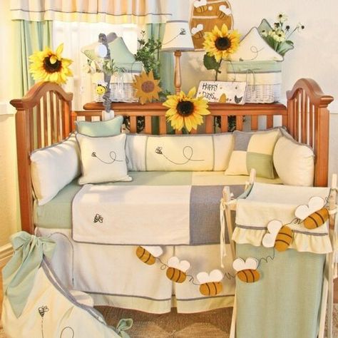 Harriet Bee Deluca 16 Piece Crib Bedding Set & Reviews | Wayfair.ca Bee Garland, Honey Bee Nursery, Ruffle Crib Skirt, Bee Nursery, Girly Nursery, Best Crib, Cute Bedding, Bedding Sets Online, Basket Liners