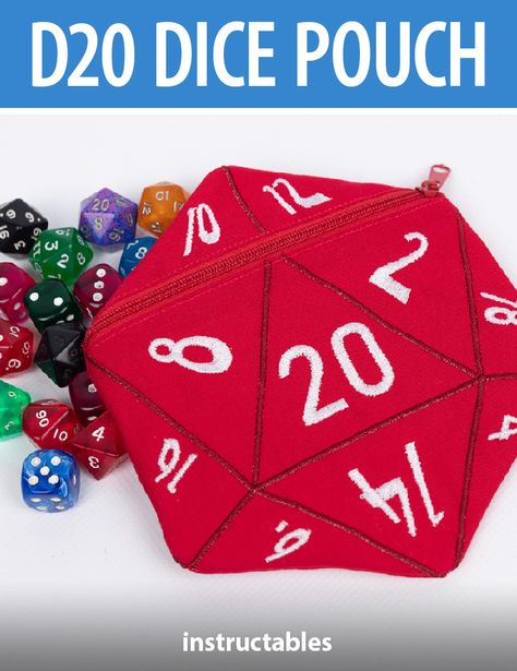 Dnd Sewing Projects, Nerdy Sewing Projects, Dice Bag Pattern Sewing, Dnd Embroidery, Dice Pattern, Easy Gifts To Make, Dice Pouch, Dnd Accessories, Dice Bags