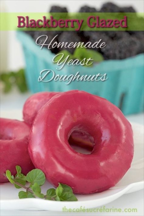 Blackberry Glazed Homemade Donuts https://thecafesucrefarine.com/blackberry-glazed-homemade-donuts/ Blackberry Glaze, Best Summer Recipes, Yeast Doughnuts, Homemade Yeast, Yeast Donuts, Homemade Donuts, Dry Yeast, Tortillas, Out Of This World