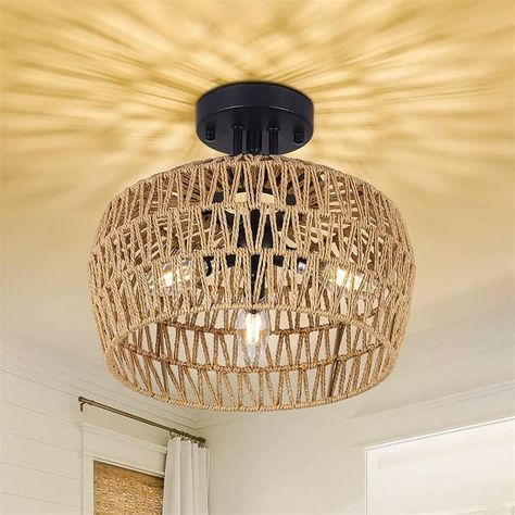 Nursery Light Fixture, Bohemian Light Fixtures, Rattan Ceiling Light, Boho Light Fixture, Wicker Lampshade, Rattan Ceiling, Rattan Light, Rattan Light Fixture, Hallway Light Fixtures