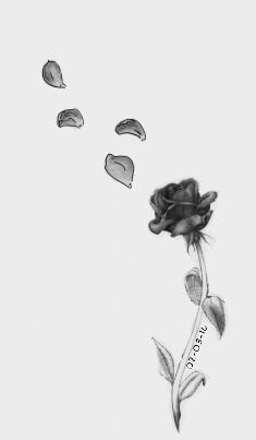 Idea Fallen Rose Petals Tattoo, Rose With Petals Falling Drawing, Rose Losing Petals Tattoo, Rose Petals Falling Drawing Simple, Rose Tattoo With Petals Falling Off, Fallen Rose Tattoo, Rose With Petals Falling Tattoo, Flower Petal Tattoo Falling, Falling Flowers Tattoo