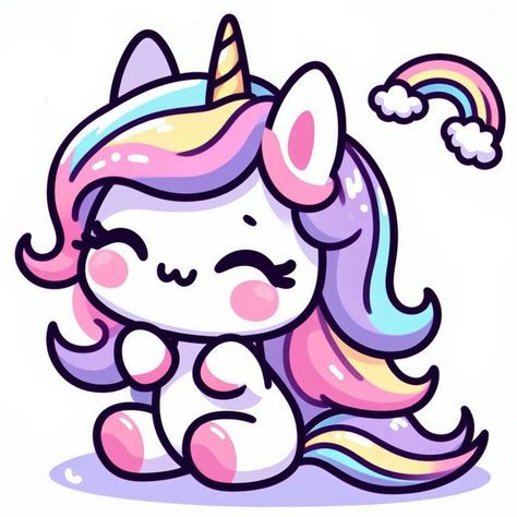 Kawaii Unicorn Stickers, First 150 Pokemon, Cute Kawaii Unicorn, Kawaii Png, Unicorn Picture, Cute Iphone Wallpaper Tumblr, Whimsical Art Paintings, Unicorns Png, Unicorn Drawing