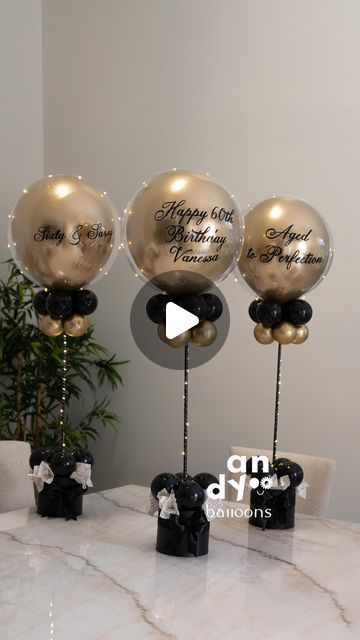 Andy Balloons - Broward FL on Instagram: "Watch how we transform balloons into fabulous centerpieces with lights! ✨  Link in bio for orders!  #balloonsdecor #partydecormiami #centerpiecesideas #diyballoon" Balloon Centrepiece Ideas, Picture And Balloon Centerpieces, Retirement Centerpieces Men, Diy Grad Party Centerpieces, Bobo Balloon Centerpiece Ideas, Balloon Tree Centerpiece, Balloons Centerpieces Ideas, Light Up Balloon Centerpieces, Men Birthday Centerpiece Ideas