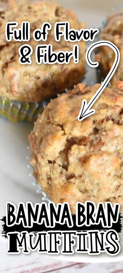 These muffins are so delicious! They are moist, full of flavor, and a great source of fiber! These banana bran muffins will become a breakfast staple in your house! Banana Oat Bran Muffins, Oat Bran Muffin Recipe, Wheat Bran Muffins, Oat Bran Recipes, All Bran Muffins, High Fiber Muffins, Bran Muffin Recipe, Fiber Muffin, Bran Muffins Healthy