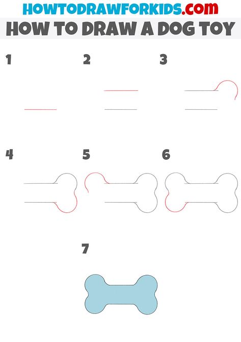 how to draw a dog toy step by step Dog Toy Drawing, Toy Drawing, Bone Drawing, Sakura Painting, Draw A Dog, Dog Drawing Simple, Dog Steps, Drawing Tutorials For Kids, Doodles Drawings