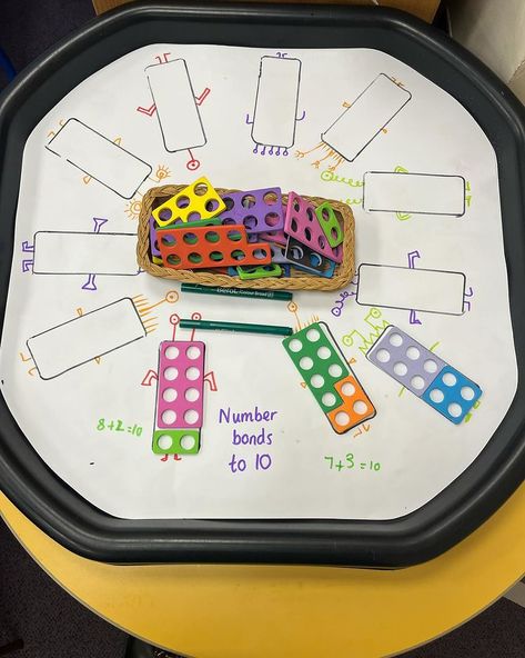 Maths ✨ Number bonds to 10 consolidation. Using @earlyyearsresources Mini tuff tray paper ✨ use code MAY10 for 10% off the paper 👌🏼 … | Instagram Addition Year 1, Adding To 10 Activities, Whatever Next Eyfs Activities Ideas, Number Bonds Tuff Tray, Eyfs Numeracy Activities, Number Block Activities, Maths Activities Year 1, Tuff Tray Maths Year 1, Eyfs Maths Ideas