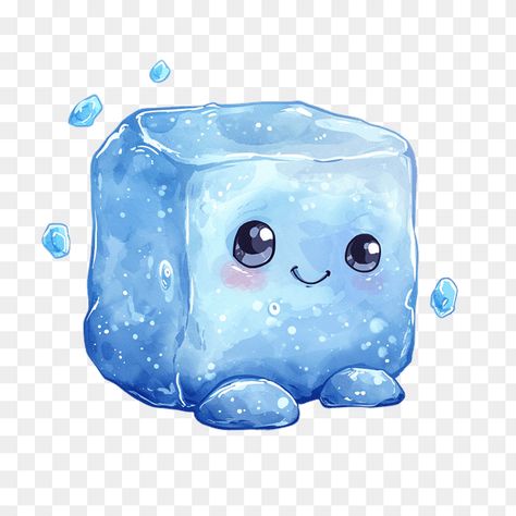 Cute Cartoon Ice Cube Clipart Ice Cube Clipart, Ice Cube Cartoon, Yard Statues, Ice Illustration, Weather Clipart, Cute Frozen, Summer Lemonade, Kawaii Clipart, Blue Roof