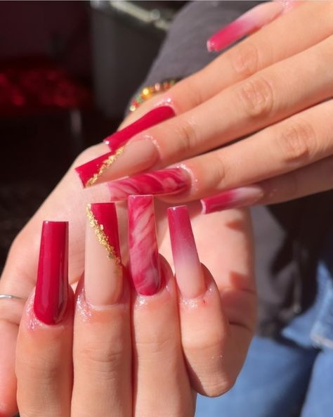 15 Nails, Quince Nails, Spring Acrylic Nails, Glamour Nails, Long Nail, Red Nail Designs, Acrylic Nails Coffin Pink, Pearl Nails, Long Acrylic