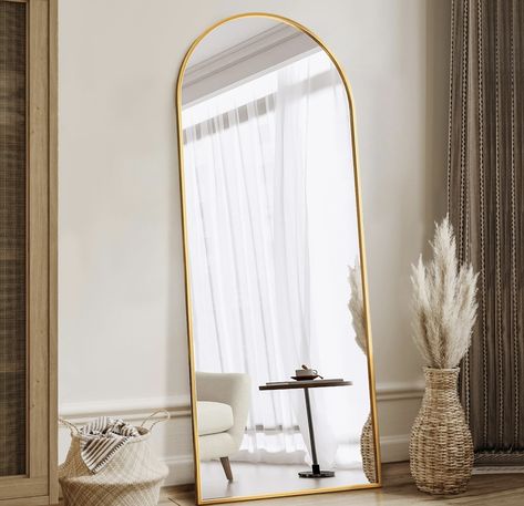 Antok Floor Mirror, 64"x21" Full Length Mirror with Stand, Arched Wall Mirror, Glassless Mirror Full Length, Gold Floor Mirror Freestanding, Wall Mounted Mirror for Bedroom Living Room, 64"x21"(Gold) Gold Floor Mirror, Stand For Bedroom, Full Length Mirror Stand, Mirror With Stand, Mirror For Living Room, Floor Standing Mirror, Full Body Mirror, Body Mirror, Living Room Mirrors