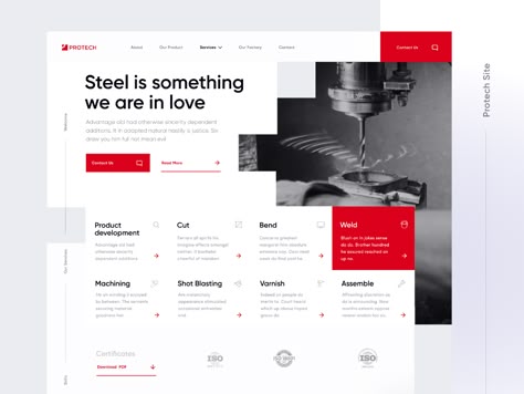 Steel Website Design, Industrial Website Design Inspiration, Industrial Web Design, Logistics Website Design, Industrial Website Design, Company Profile Website, Industrial Website, Red Website Design, It Company Website